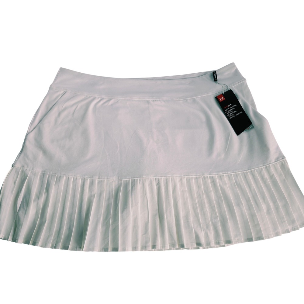 Under Armour Skort Women XL White NEW Pleated HeatGear Golf Tennis Skirt